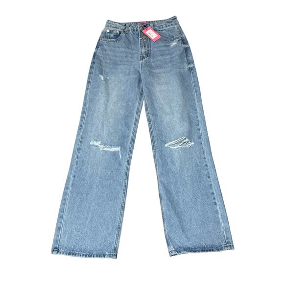 58. EDIKTED | NEW W/ Tag Lori High-Rise Wide Leg Jeans Blue Size Small - Picture 1 of 5